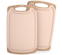 Blumtal set taglieri da cucina in plastica 25x15 cm set da 2 - tagliere da cucina plastica lavabile in lavastoviglie - set taglieri cucina senza BPA - tagliere piccolo in beige