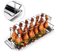 Blumtal Supporto Pollo Arrosto Forno, Supporto Cosce e Alette di Pollo in Acciaio Inox, Supporto Pollo BBQ Griglia
