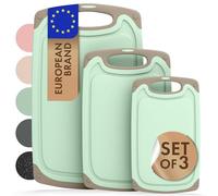 Blumtal tagliere da cucina plastica grande/medio/piccolo con 3 misure - set taglieri cucina + scanalature per il succo e manico - tagliere plastica da cucina senza BPA - tagliere cucina - in verde