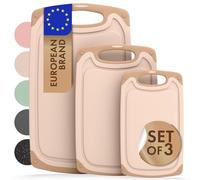 Blumtal tagliere da cucina plastica grande/medio/piccolo con 3 misure - set taglieri cucina + scanalature per il succo e manico - tagliere plastica da cucina senza BPA - tagliere cucina - in beige