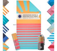 Blumtal Telo mare XXL in microfibra - asciugamano compatto e ad asciugatura rapida 90 x 180 cm - Coperta da spiaggia senza sabbia con nastro - Asciugamani da viaggio / telo mare con motivo sole