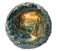 Blumuze Puzzle in Legno per adulti 300 Pezzi, Effetti Visivi 3D di una Foresta in una Grotta. Con Forme Animali Uniche, per Adulti e Bambini. Scatola Regalo in Legno. Dimensioni: L-34cm x 33.7cm