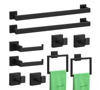 BlumWay Set di 10 accessori da bagno, 60 cm, in acciaio inox, SUS304, porta carta igienica, porta asciugamani per bagno, montaggio a parete