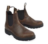 BLUNDSTONE 1609 ANTIQUE BROWN LEATHER stivali uomo pelle marrone elastico nero