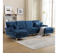 BLUON HOME Bigsofas XXL, divano a U, divano letto, moderno e grande, in ciniglia, a forma di U con doppi sedili reclinabili per soggiorno, camera da letto, ufficio, appartamento, villa, soggiorno