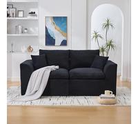 BLUON HOME Divani, divani e divani, divano cloud, moderno e minimalista, in tessuto a due posti, morbido e confortevole, completo di cuscino, divano per il tempo libero in stile nordico (nero)