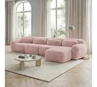 BLUON HOME Divano modulare, chaise longue, divano chaise longue, 4 posti, divano a forma di L, combinazione modulare, non assemblare, tessuto di peluche di alta qualità, con cuscino. Schiuma altamente