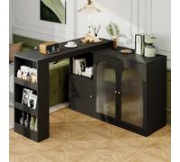 BLUON HOME Mobile da bar girevole a 360°, moderno e semplice, mobile da bar e da pranzo, multifunzione, con porta in vetro, (corpo principale 120 x 40 x 97 cm)