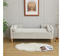 BLUON HOME Panca con imbottitura in velluto con braccioli, schienale e due cuscini rotanti, per soggiorno, ingresso e camera da letto (grigio)