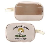 BLUPARK Beauty case trasparente ispirato al comico con carne e formaggi "Always Pleaseseses", idea regalo per i fan, Carni e Formaggi, Retro