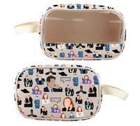 BLUPARK Borsa per trucchi con agente speciale TV It's Me, trasparente, da viaggio, idea regalo per i fan, Sono io, Retro