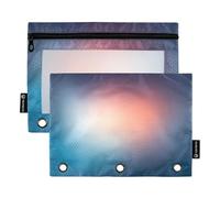 Blur Astuccio blu arancione sfumato pastello per raccoglitori a 3 anelli, penne e matite con cerniera, per ragazze, in tessuto trasparente, per la scuola, 24,9 x 18 cm, 2 confezioni