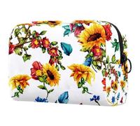 Blur - Beauty case da donna, con girasoli, per articoli da toeletta da viaggio, grande, pratico, con cerniera, Multi, 18.5x7.5x13cm/7.3x3x5.1in, Beauty case