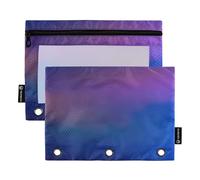 Blur Glow - Astuccio per matite a 3 anelli, con cerniera, per matite, penne, scuola, motivo floreale, 24,9 x 18 cm, confezione da 2