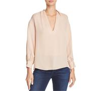 Blusa A Manica Lunga Peasant V-Neck Per Donna, Rosa, X-Piccola