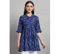 Blusa Boho In Cotone A Pois Blu Con Maniche 3/4 Donna Taglia S A 2XL