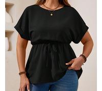 Blusa casual con scollo tondo e maniche a pipistrello, tinta unita, taglie comode, adatta per l'estate, le vacanze, le uscite, i concerti country, top estivi carini 0XL,1XL,2XL,3XL,4XL,5XLTessuto intr