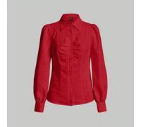 Blusa casual da donna con maniche a lanterna, plissettata sul busto, di colore unito, adatta per l'uso quotidiano e la stagione primavera/autunno L,M,S,XLColore unicoTessuto intrecciato
