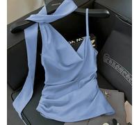 Blusa casual ed elegante da donna con spalla asimmetrica e volant, adatta per l'ufficio, le vacanze, il pomeriggio del tè, San Valentino, matrimoni e feste L,M,S,XLLettereTessuto intrecciato