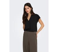 Blusa con scollatura a V, maniche corte Nero 42 (IT) - 38 (FR) Tinta unita