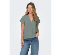 Blusa con scollatura a V, maniche corte Verde 38 (IT) - 34 (FR) Tinta unita