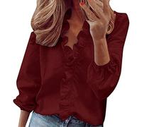 Blusa da donna elegante da business, camicetta in chiffon, girocollo, a maniche lunghe, tinta unita, a vestibilità sciolta, trasparente, in mesh, per grandi taglie, con fiocco, per autunno e primavera