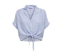 Only Onlpaula Life S/S Tie Shirt Wvn Noos, Camicia a maniche corte Donna, Cloud Dancer/Strisce, S