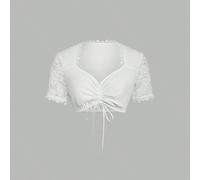 Blusa dirndl da donna per l'Oktoberfest, camicia dirndl bavarese, costume dirndl autentico, top corto con scollo a V in pizzo L,M,S,XL,XXLColore unicoTessuto in maglia