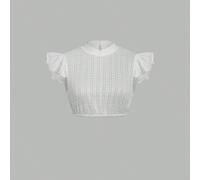 Blusa Dirndl da donna per l'Oktoberfest, top corto bavarese tradizionale in pizzo, scollo a equipaggio, camicia da costume autentico per birreria L,M,S,XL,XXLColore unicoTessuto intrecciato