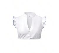 Blusa Dirndl da Donna per Oktoberfest, Blusa Tradizionale Bavarese Dirndl, Camicetta a Scollo a V e Crop Top L,M,S,XL,XXLColore unicoTessuto intrecciato