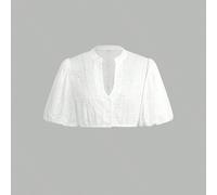 Blusa dirndl per Oktoberfest, costume dirndl bavarese, top corto con bottoni e maniche a lanterna L,M,S,XL,XXLColore unicoTessuto intrecciato