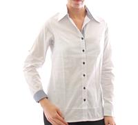 Blusa Donna Camicia a Maniche Lunghe Maglia Tunica Business Cotone Bianco 273