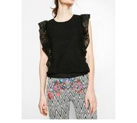 Blusa Donna Desigual Nera Mireia Pizzo Bz2 Taglia L EU 42