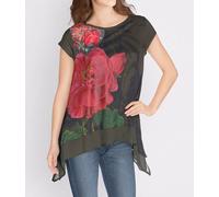 Blusa Donna Desigual Top Floriana Stretch Floreale Cotone Yk2 Taglia S UE 38
