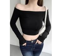 Blusa Donna Estate Monospalla Manica Lunga Poliestere(Black S) | Per Giornaliero Casual, per stile Solido, Perfetto per Signore, Materiale Elastico, Vestibilità Regular