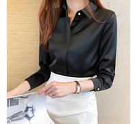 Blusa Donna Maniche Lunghe Satin Slim Fit Office Elegante S-XXL NEW