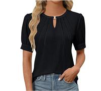 Blusa Elegante Offerta Camicia Donna Taglia 46 Blusa No Stiro Azzurra Maniche Corte Maglia Cotone Lotto Magliette Intime di Maglietta Mezza Manica Corta T Shirts Oversize Palestra Jogging Blu