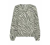 Blusa fantasia, scollo a V Verde S Leopardato