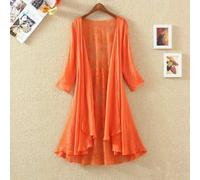 Blusa In Chiffon Donna Con Ricamo Floreale Cardigan Aperto Top