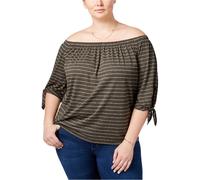 Blusa In Maglia Alla Moda Soprano Per Donne, Grigia, Taglia Plus, 1X