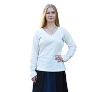 Blusa Medioevale Aila da Donna - con Intreccio Laterale - Disponibile in Diversi Colori e Taglie - Ideale per Giochi di ruoli dal Vivo a Tema Rinascimentale o Vichingo - Bianco Sporco - M