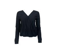 Blusa Nera A V Con Avvolgimento ECRU Da Donna #3982 S NWT