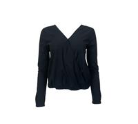 Blusa Nera A V Con Avvolgimento ECRU Da Donna #3982 S NWT
