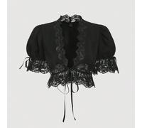 Blusa nera da donna con scollo a V e maniche a palloncino in pizzo, magliette divertenti, casual per vacanze, abiti di San Valentino, vacanze estive, brunch, San Valentino, spiaggia per donna, San Val