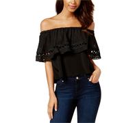 Blusa Nera Off The Shoulder Ruffled Da Donna Rachel Roy, Taglia S