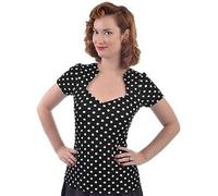 Blusa Sophia Stabile Top Pois Neri Punk Rocker Pin Up Rockabilly Camicia S-4XL