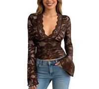 Bluse Autunno Inverno 2021 Bianca Basic Scritta al Tulle Elasticizzato Davanti Stampe Quadri Abbigliamento Accollata Sexy Matto Cut Girasole STO Boscaiolo Glitterate Montagna