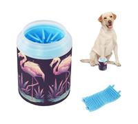 Blush Flamingo Art - Pulitore per zampe di cane riutilizzabile, con spazzola morbida per massaggi, kit di pulizia per cani di taglia piccola e media e razze di gatti