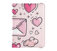 Blush Love Letters Custodia per passaporto in pelle con porta carte di vaccino Combo porta passaporto leggero, Blush lettere d'amore, 1 size