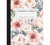 Blush Peony Floral Composition Notebook: Wide Ruled Journal for Women | 110 Pages | 7.5 x 9.25 Inches | Soft Watercolor Flower Cover | School, College & Everyday Writing